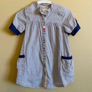Rare Fluke girls striped blue dress, size 7-8 EUC